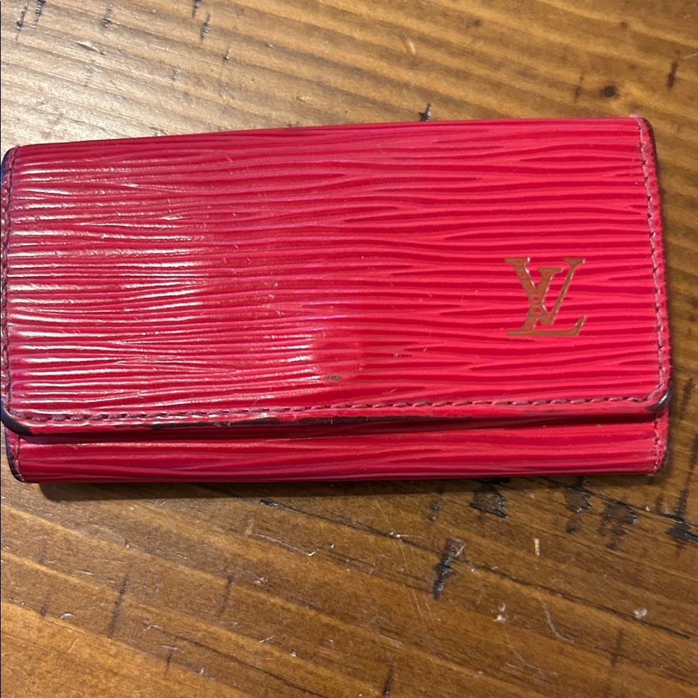 Louis Vuitton Red Epi Leather Key Case with Gold LV